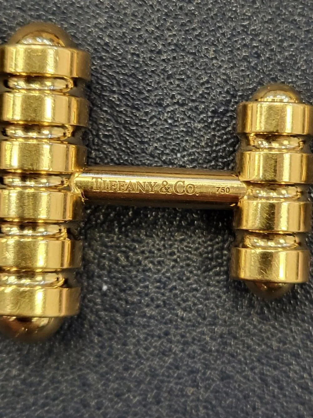 Tiffany & Co. Paloma Picasso Heavy 18kt Gold Groove Cufflinks